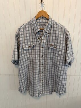 Carhartt Men's White and Blue Checkered Shirt